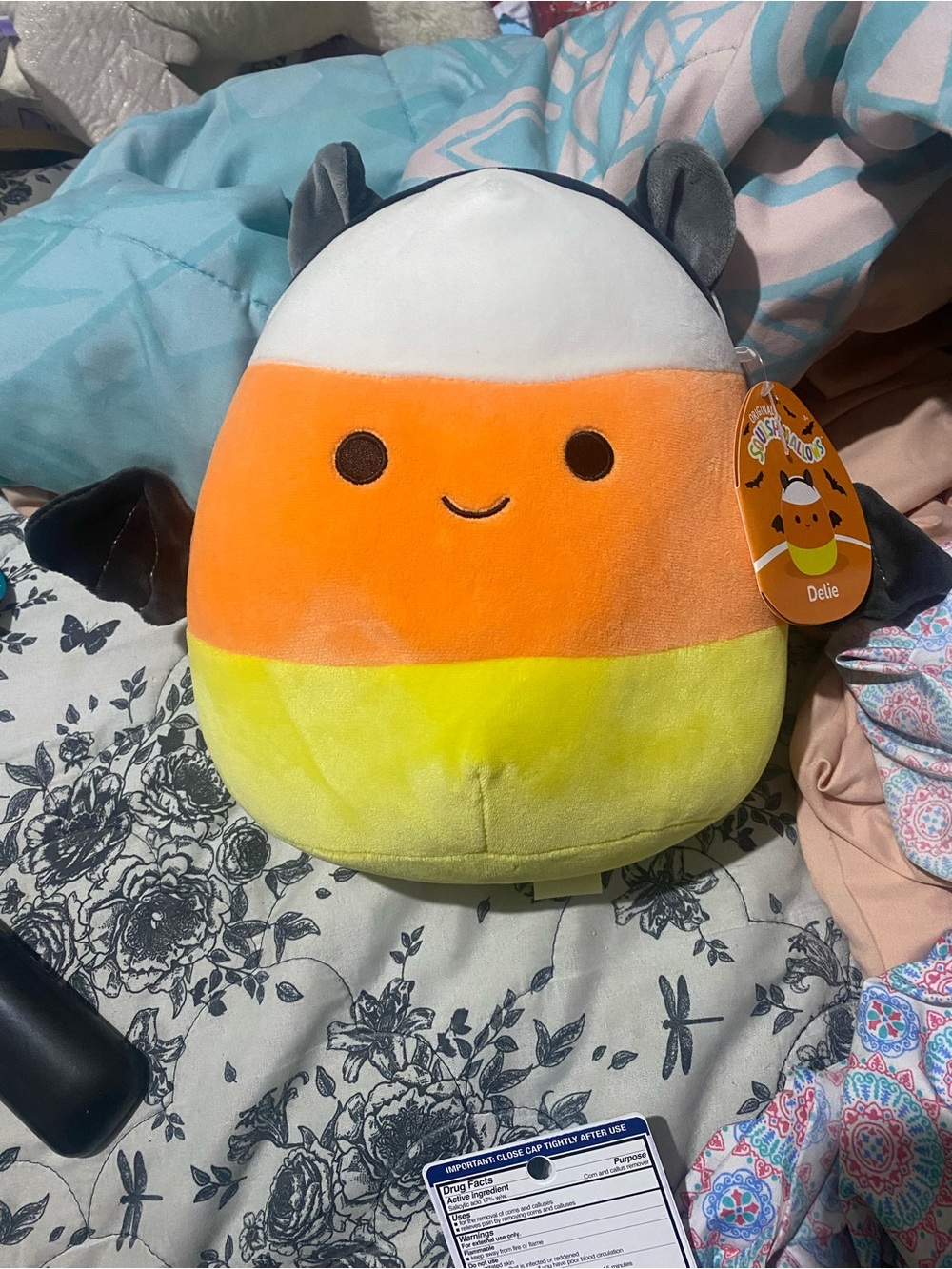 Plush Candy Corn Bat Squishmallow delie Toy - Orange, Yellow, White halloween